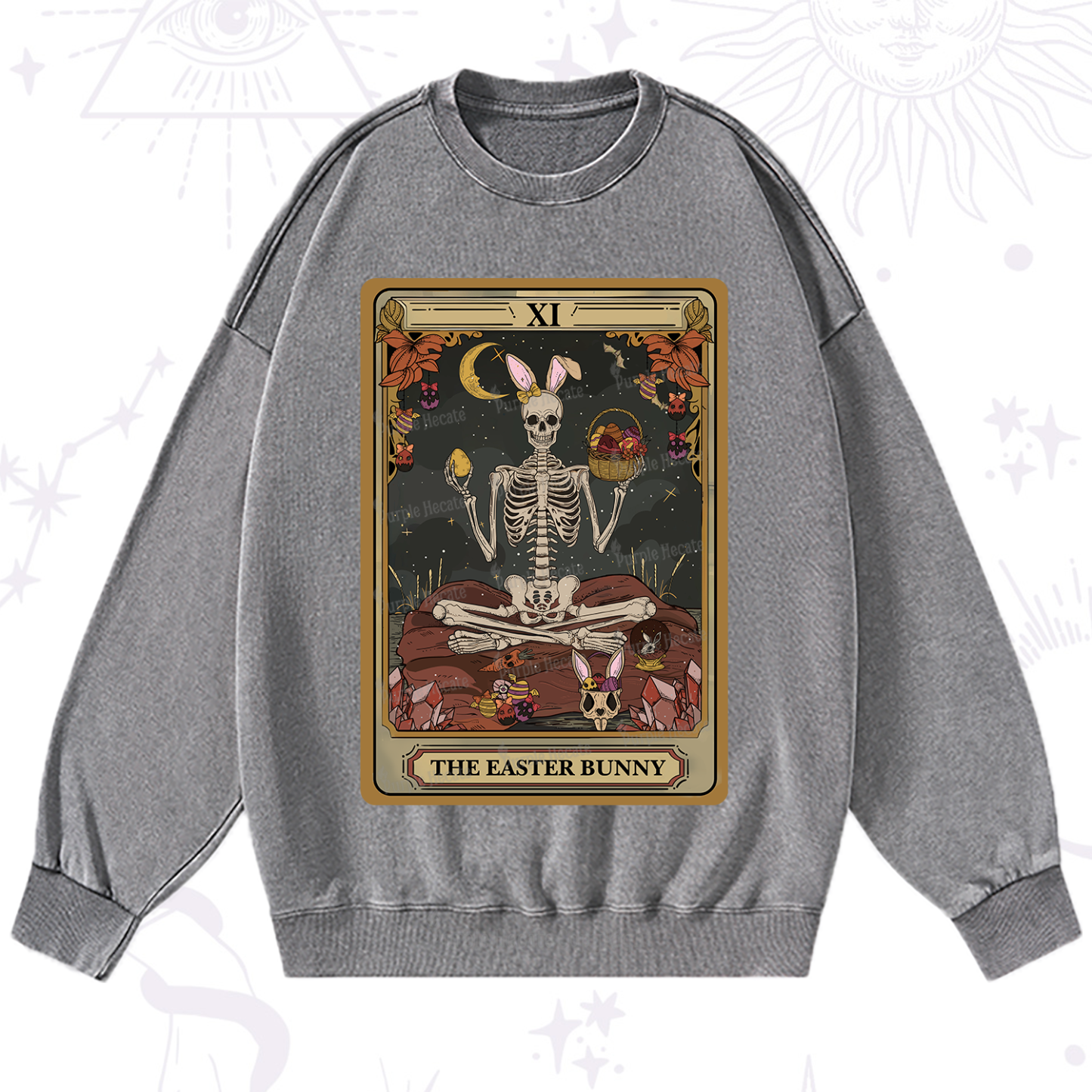 Purplehecate The Easter Bunny Tarot Washed Sweatshirt