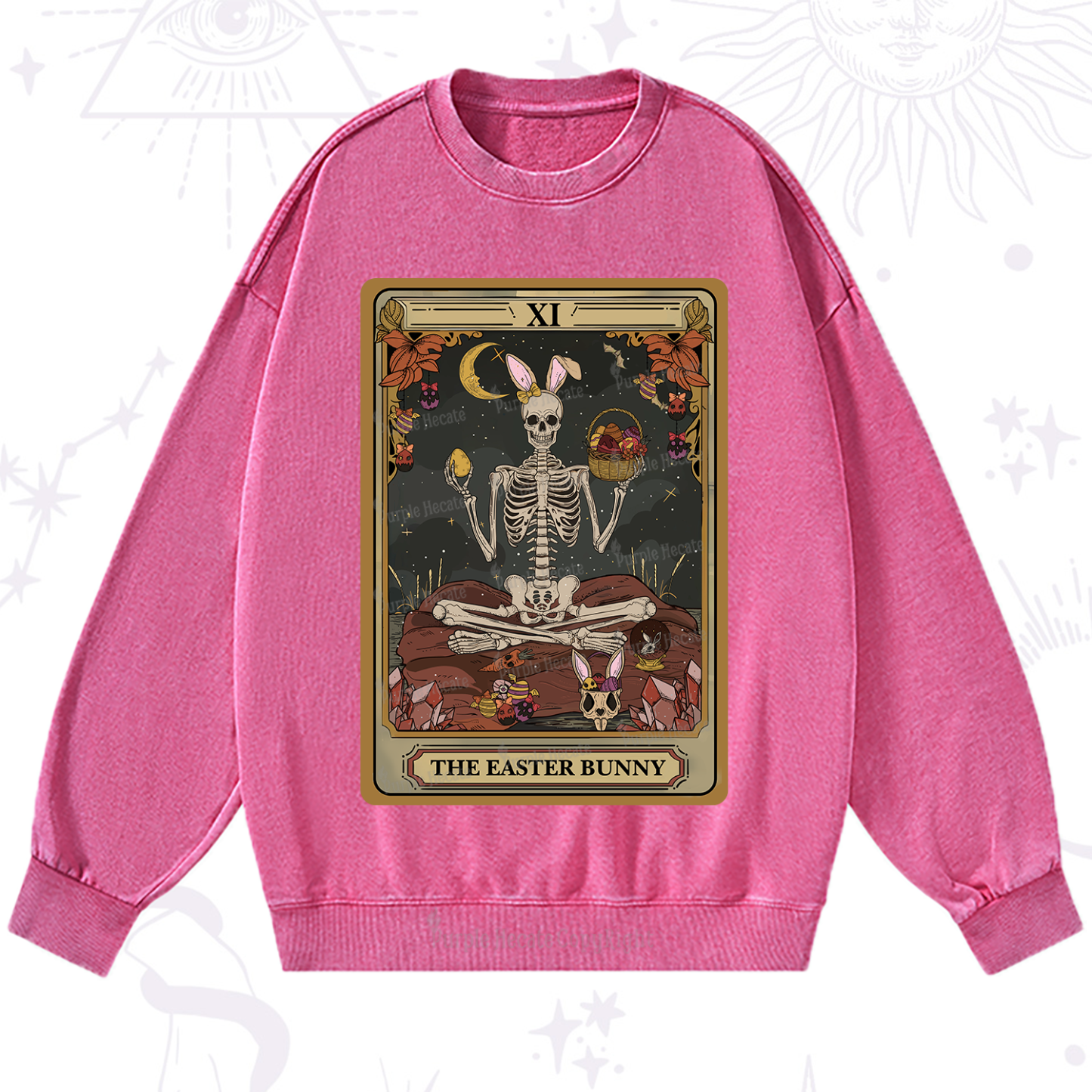 Purplehecate The Easter Bunny Tarot Washed Sweatshirt