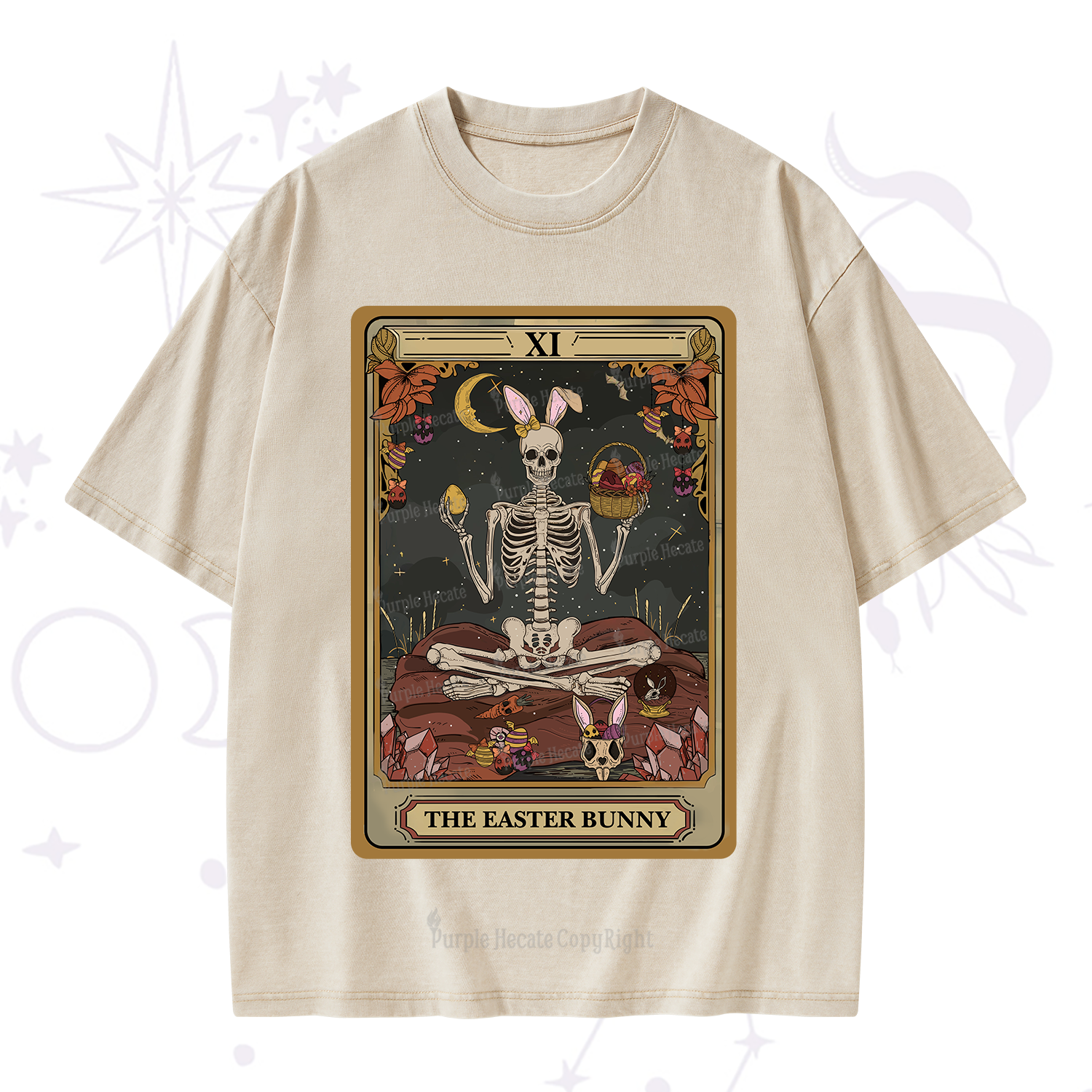 Purplehecate The Easter Bunny Tarot Washed T-Shirt