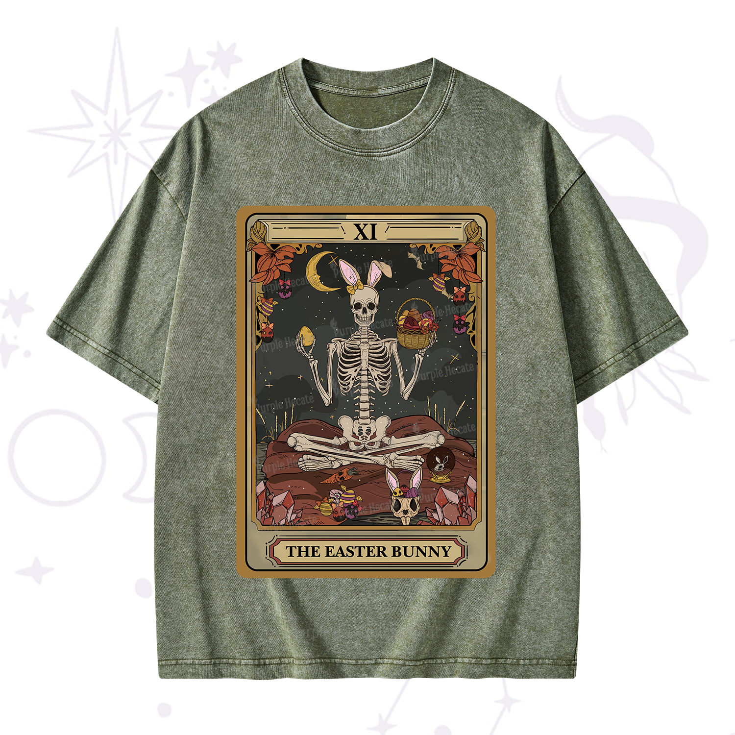 Purplehecate The Easter Bunny Tarot Washed T-Shirt