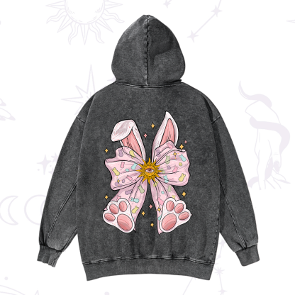 Purplehecate Mystical Bunny Bow Easter Washed Hoodie