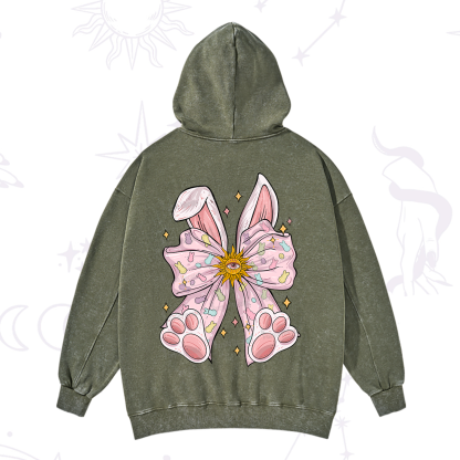 Purplehecate Mystical Bunny Bow Easter Washed Hoodie