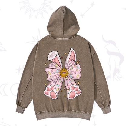Purplehecate Mystical Bunny Bow Easter Washed Hoodie