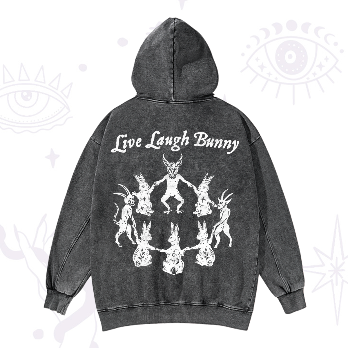 Purplehecate Live Laugh Bunny Washed Hoodie