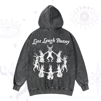 Purplehecate Live Laugh Bunny Washed Hoodie