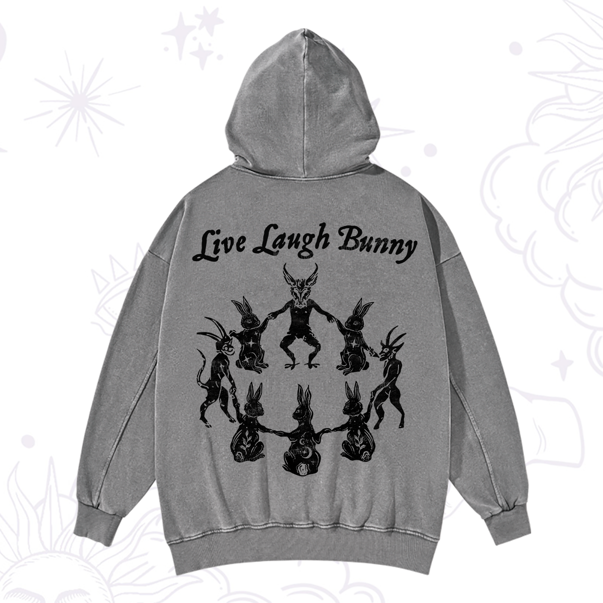 Purplehecate Live Laugh Bunny Washed Hoodie