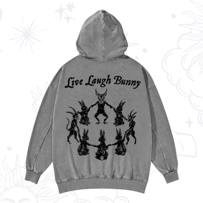 Purplehecate Live Laugh Bunny Washed Hoodie