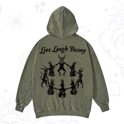 Purplehecate Live Laugh Bunny Washed Hoodie