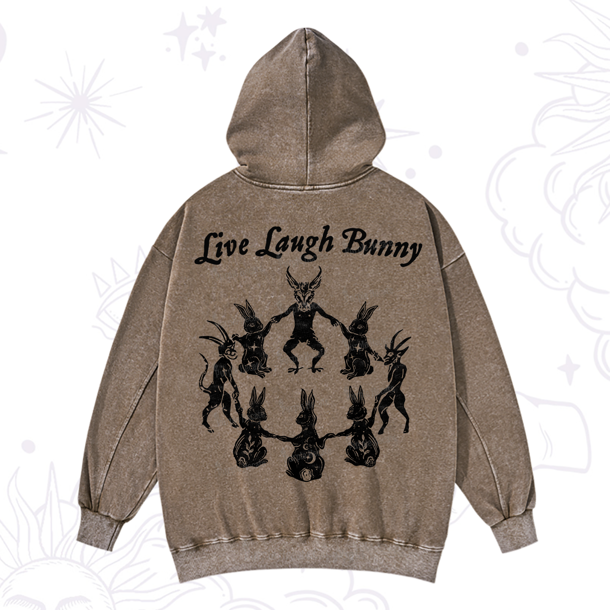 Purplehecate Live Laugh Bunny Washed Hoodie