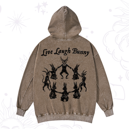 Purplehecate Live Laugh Bunny Washed Hoodie