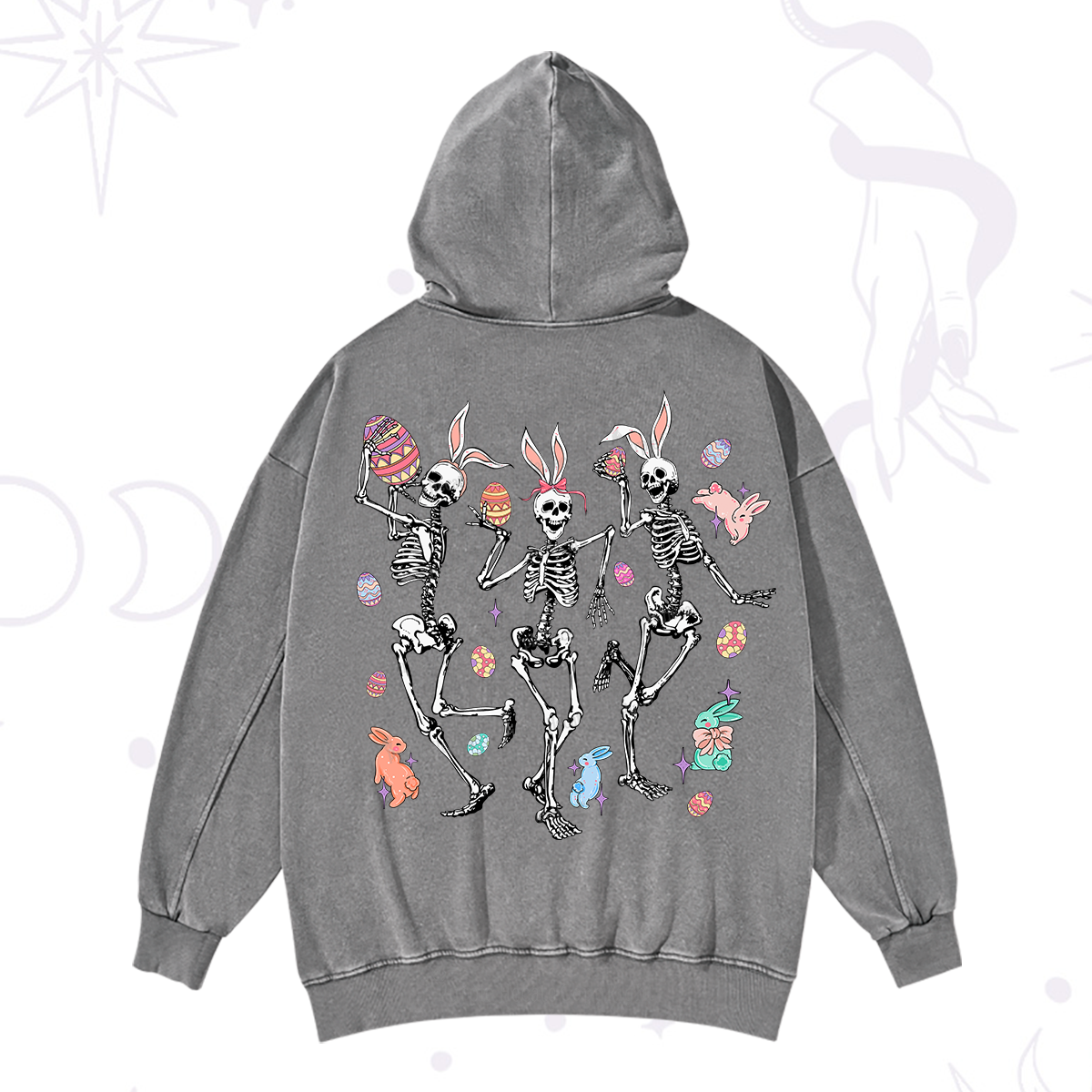 Purplehecate Easter Bunny Skeleton Washed Hoodie