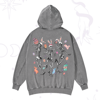 Purplehecate Easter Bunny Skeleton Washed Hoodie