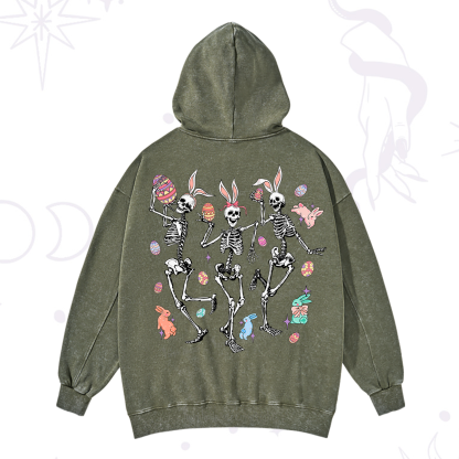 Purplehecate Easter Bunny Skeleton Washed Hoodie