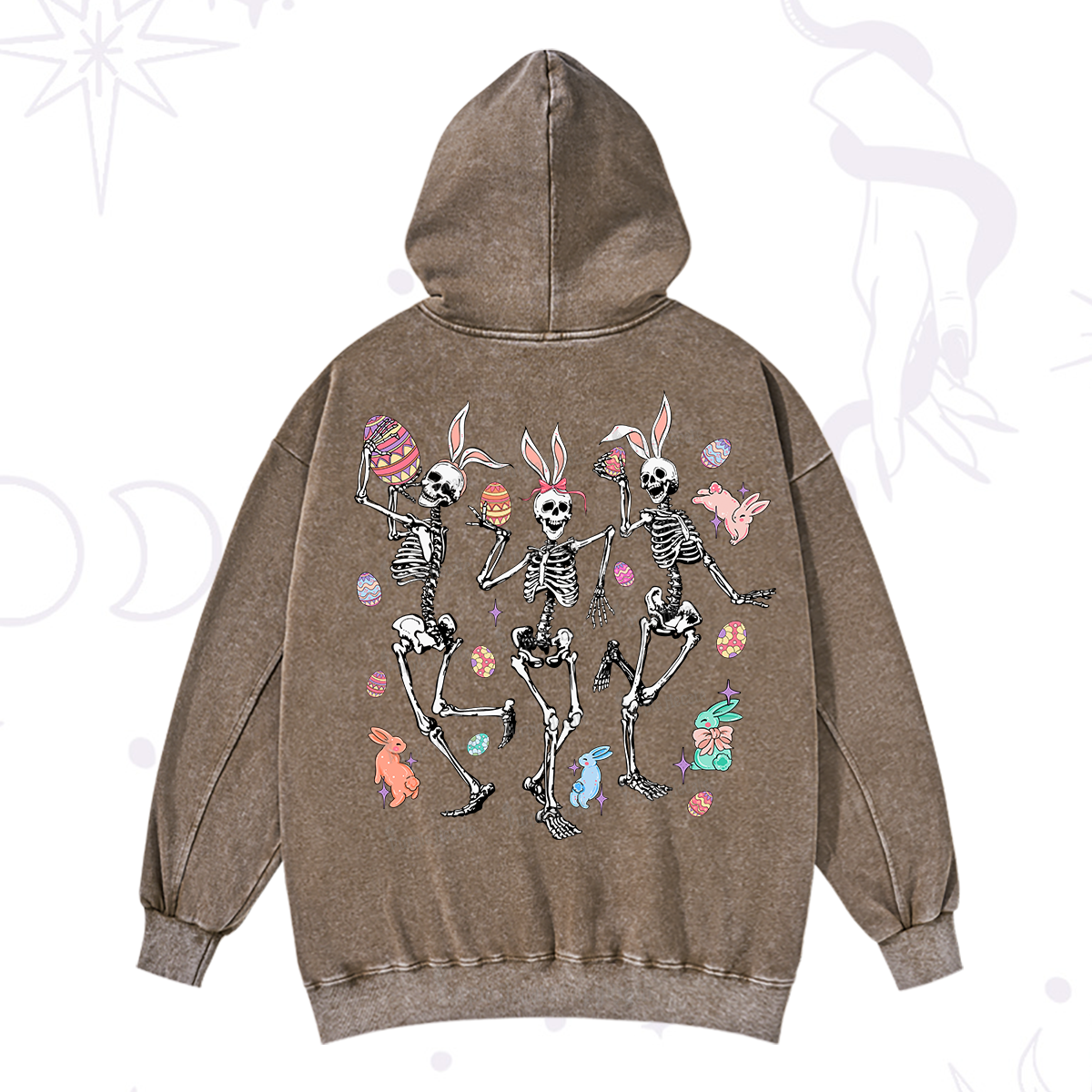 Purplehecate Easter Bunny Skeleton Washed Hoodie