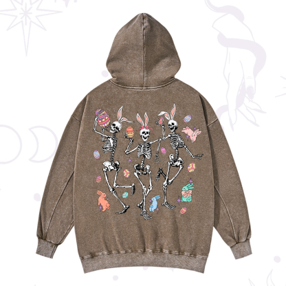 Purplehecate Easter Bunny Skeleton Washed Hoodie