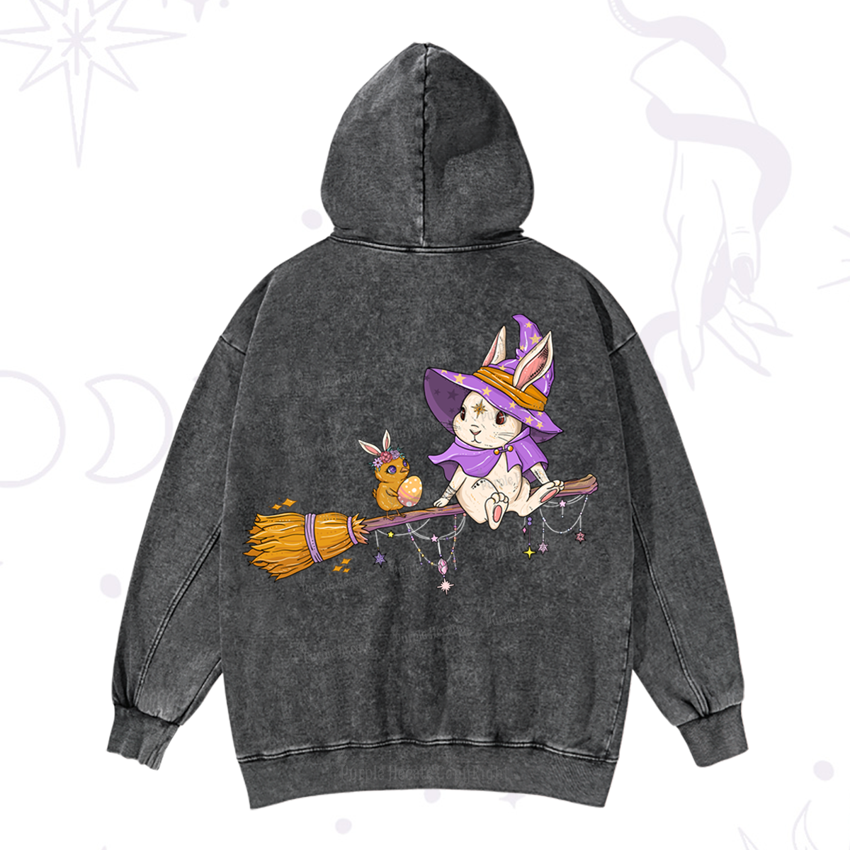 Purplehecate Bunny Witch's Easter Adventure Washed Hoodie