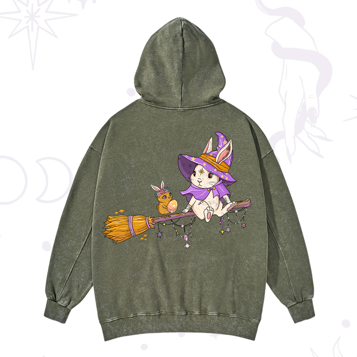 Purplehecate Bunny Witch's Easter Adventure Washed Hoodie