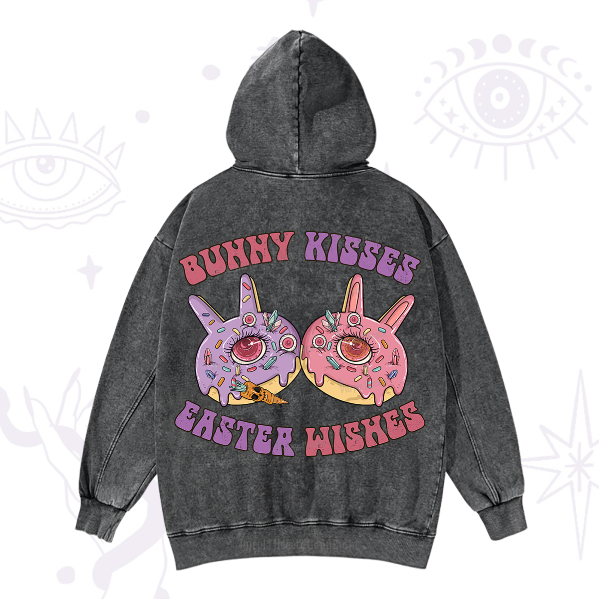 Purplehecate Bunny Kisses Easter Wishes Washed Hoodie