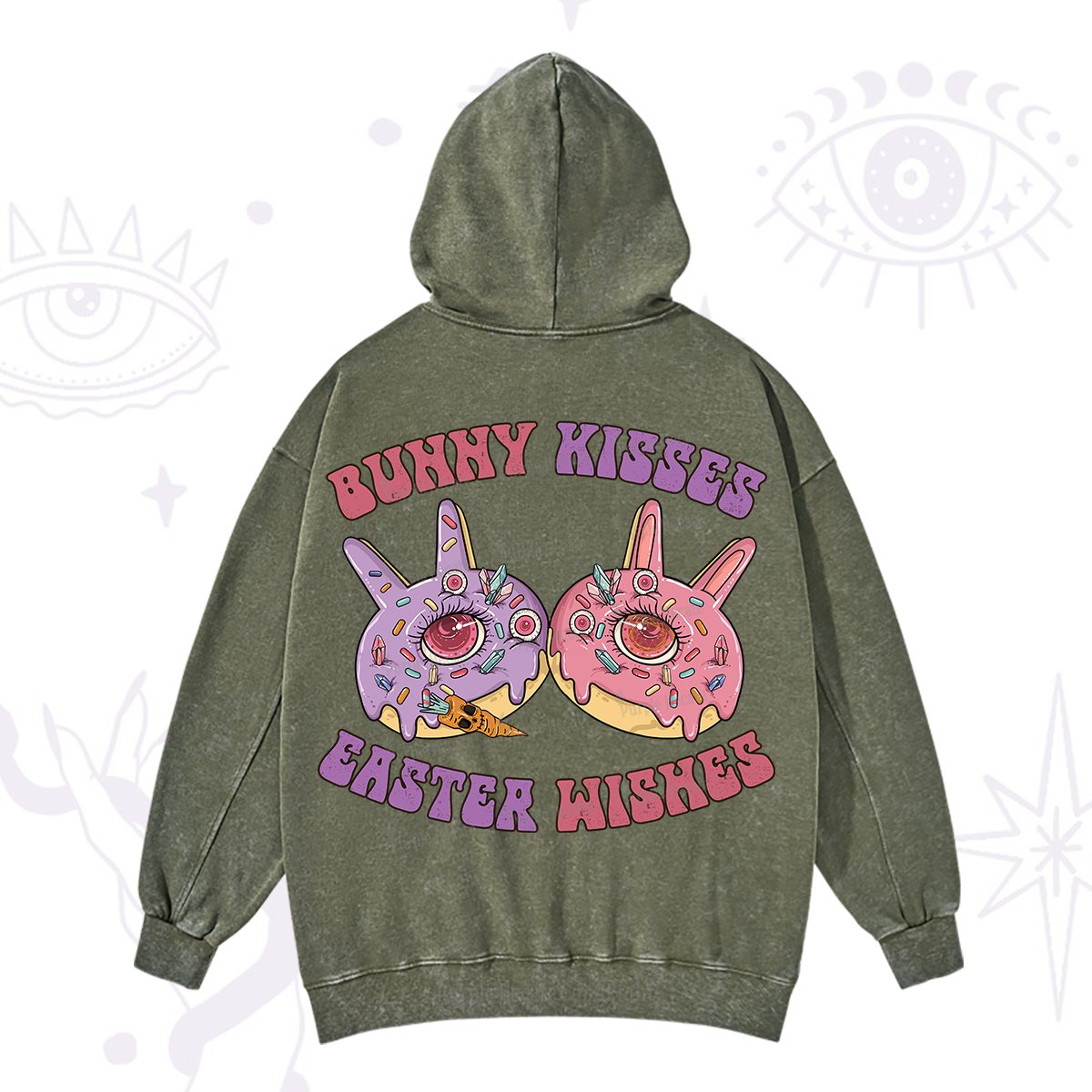 Purplehecate Bunny Kisses Easter Wishes Washed Hoodie