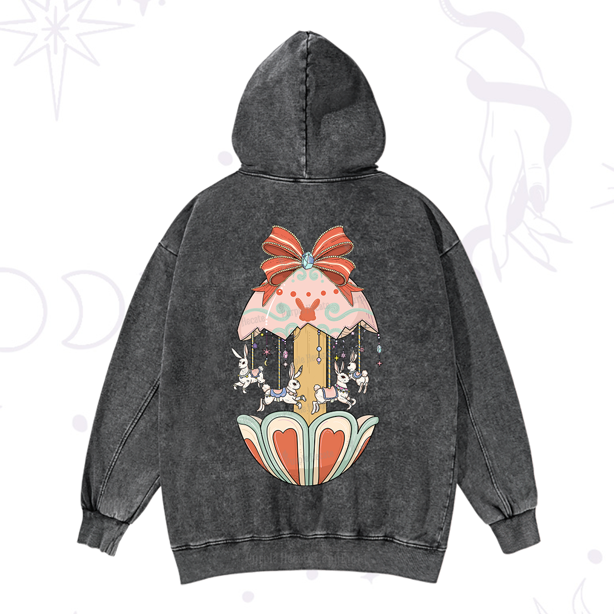 Purplehecate Bunny Carousel Easter Washed Hoodie