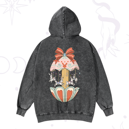 Purplehecate Bunny Carousel Easter Washed Hoodie