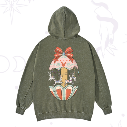 Purplehecate Bunny Carousel Easter Washed Hoodie
