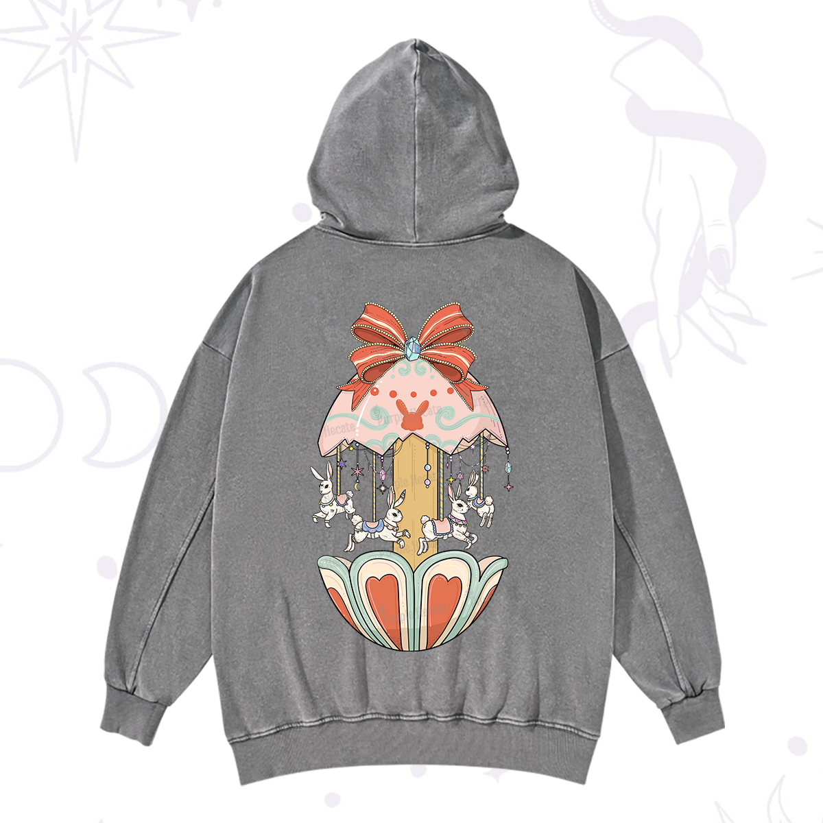 Purplehecate Bunny Carousel Easter Washed Hoodie