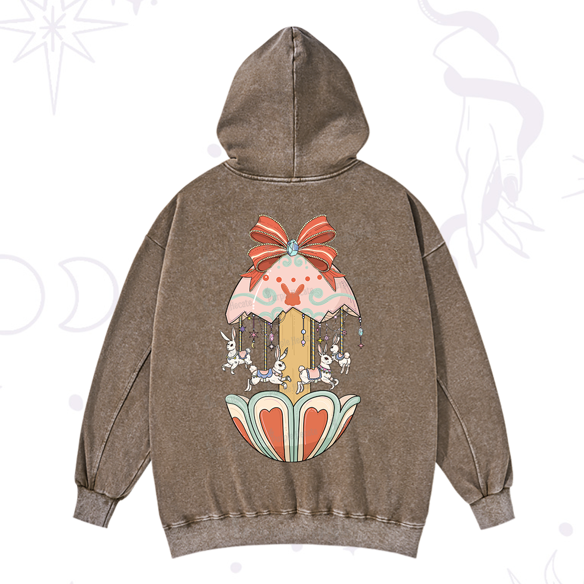 Purplehecate Bunny Carousel Easter Washed Hoodie