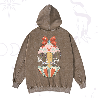 Purplehecate Bunny Carousel Easter Washed Hoodie