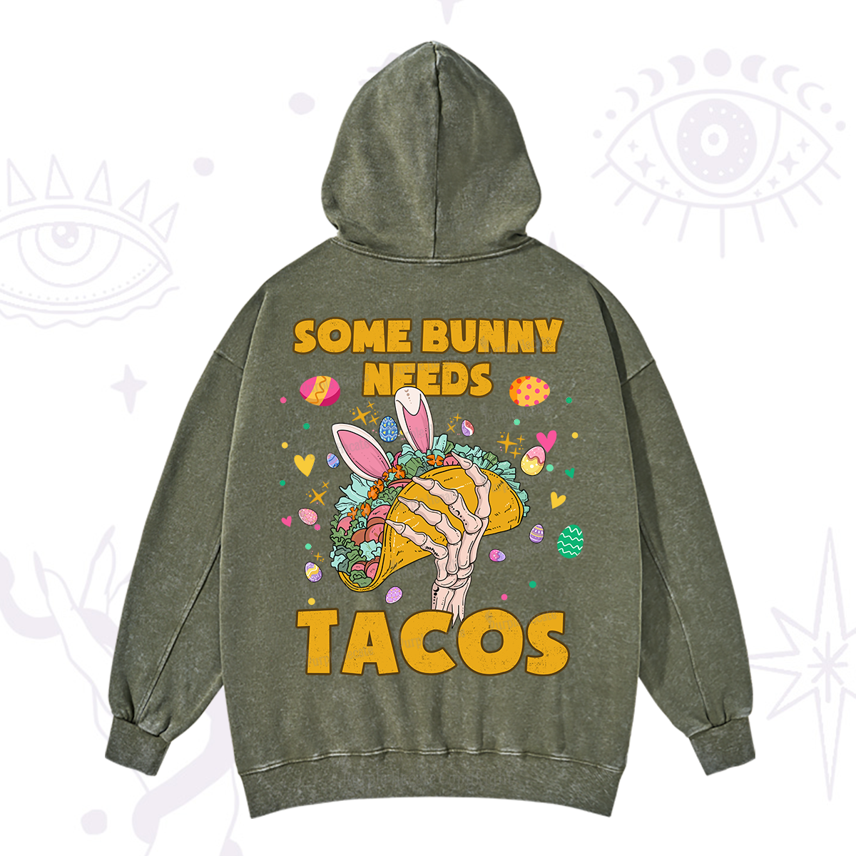 Purplehecate Some Bunny Needs Tacos Easter Washed Hoodie