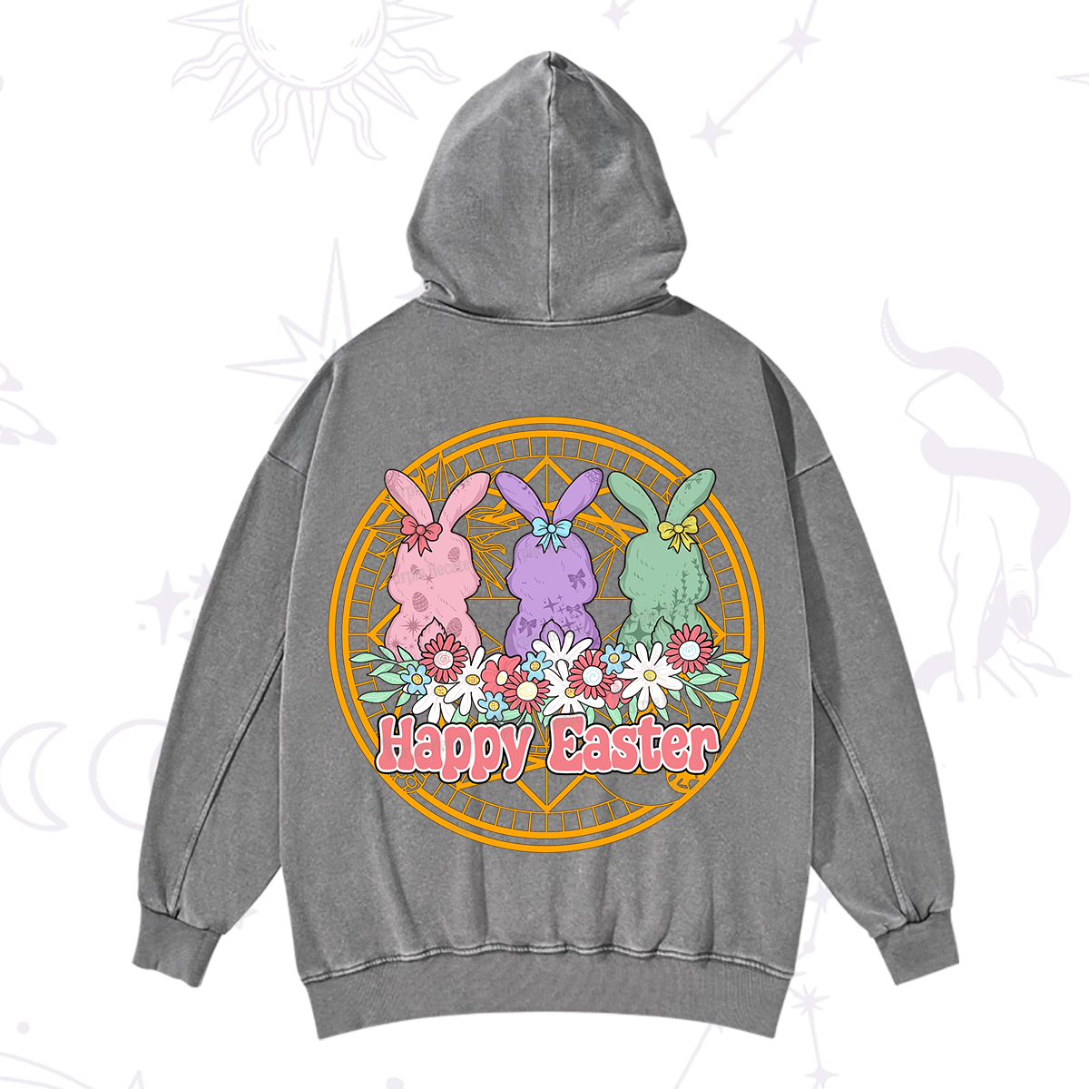 Purplehecate Happy Easter Bunny Washed Hoodie