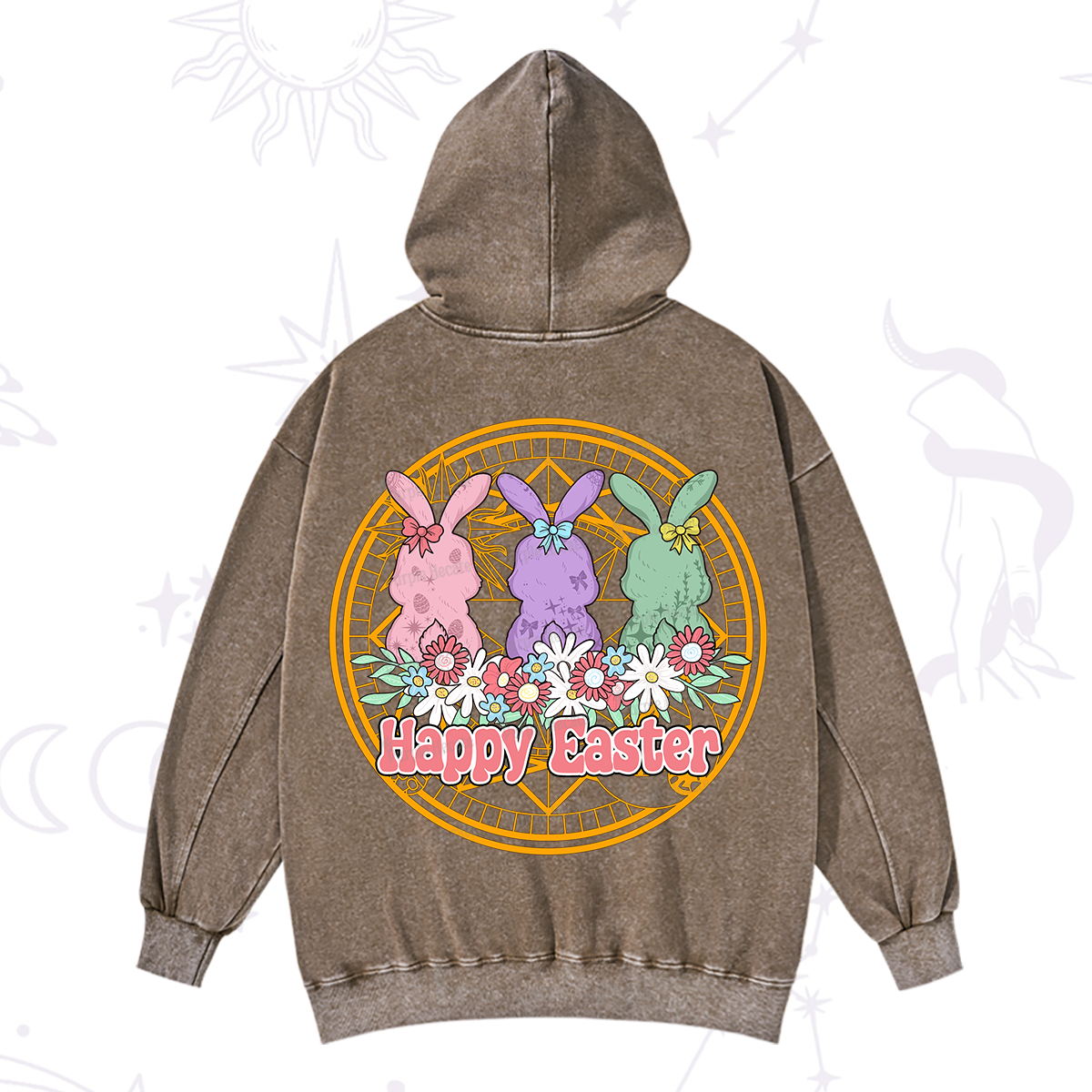 Purplehecate Happy Easter Bunny Washed Hoodie
