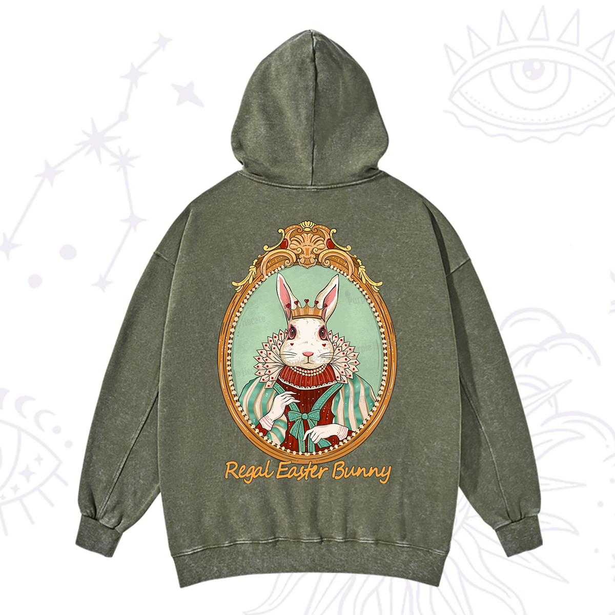 Purplehecate Regal Easter Bunny Washed Hoodie