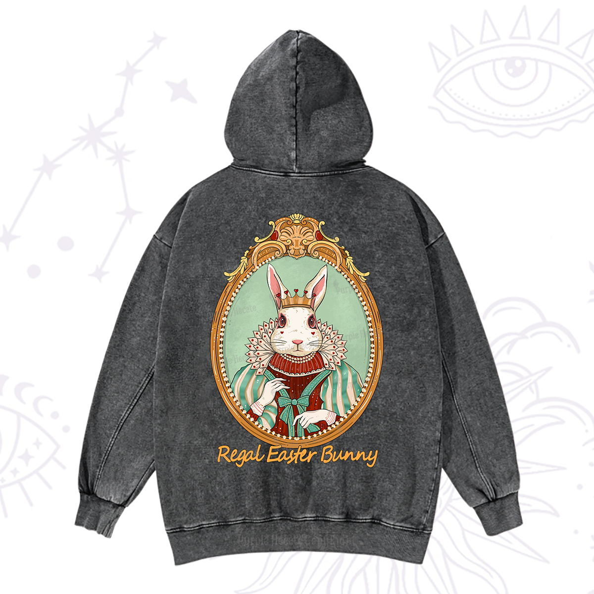 Purplehecate Regal Easter Bunny Washed Hoodie