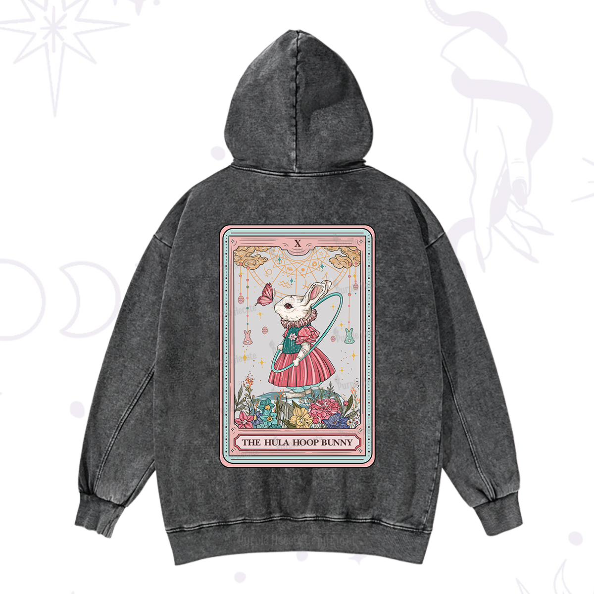 Purplehecate The Hula Hoop Bunny Tarot Washed Hoodie