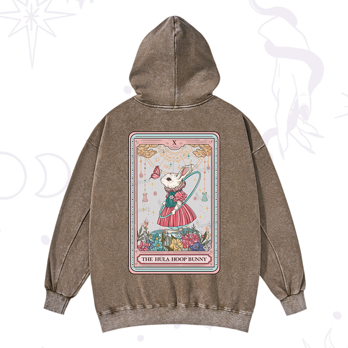 Purplehecate The Hula Hoop Bunny Tarot Washed Hoodie