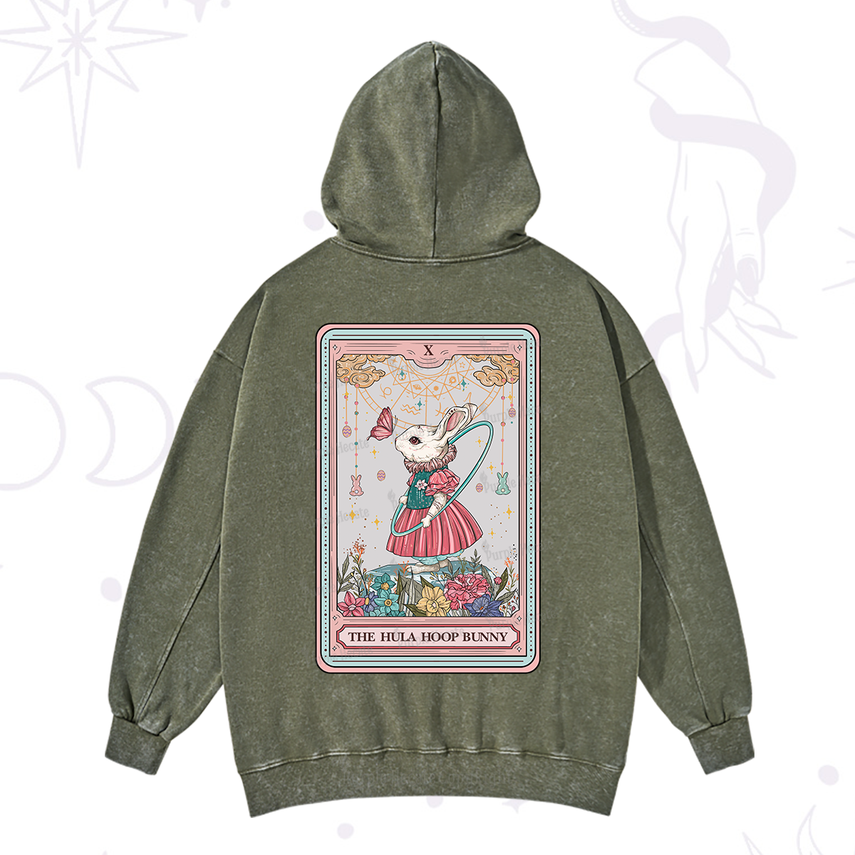Purplehecate The Hula Hoop Bunny Tarot Washed Hoodie