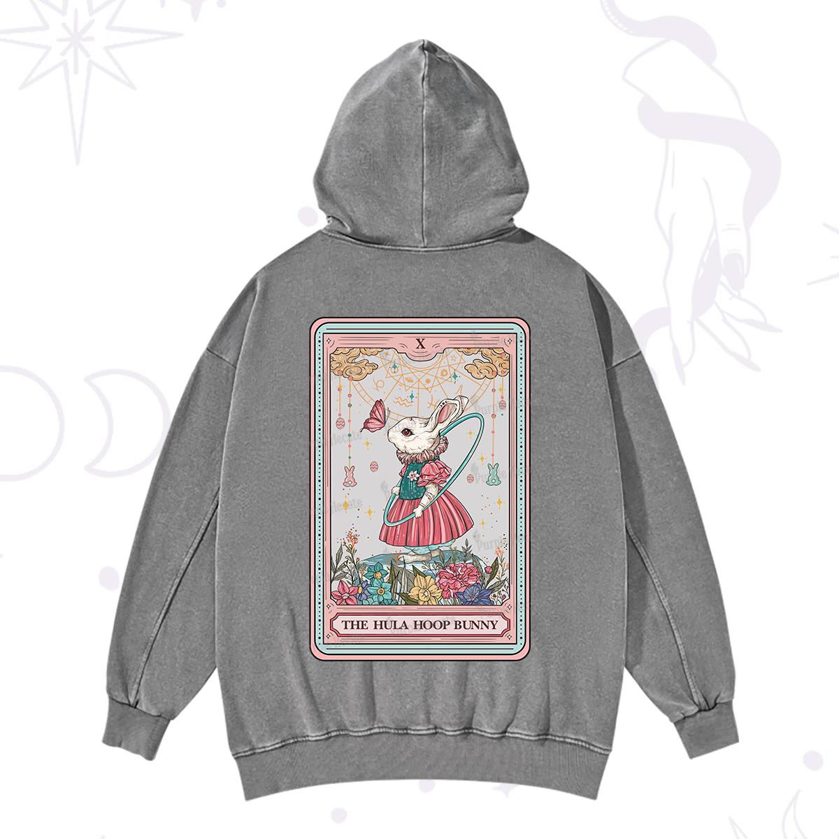 Purplehecate The Hula Hoop Bunny Tarot Washed Hoodie