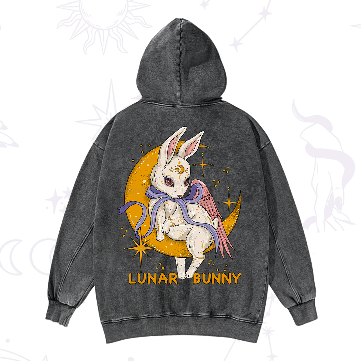 Purplehecate Lunar Bunny Easter Washed Hoodie