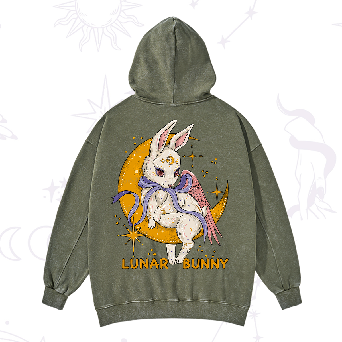 Purplehecate Lunar Bunny Easter Washed Hoodie