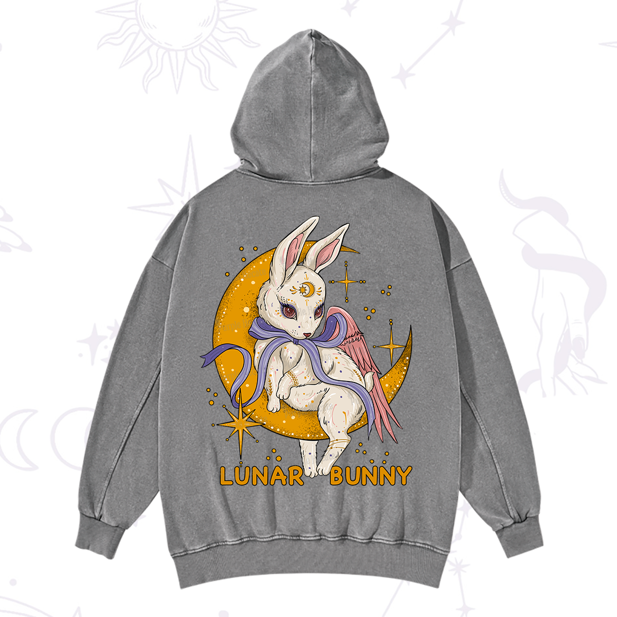 Purplehecate Lunar Bunny Easter Washed Hoodie