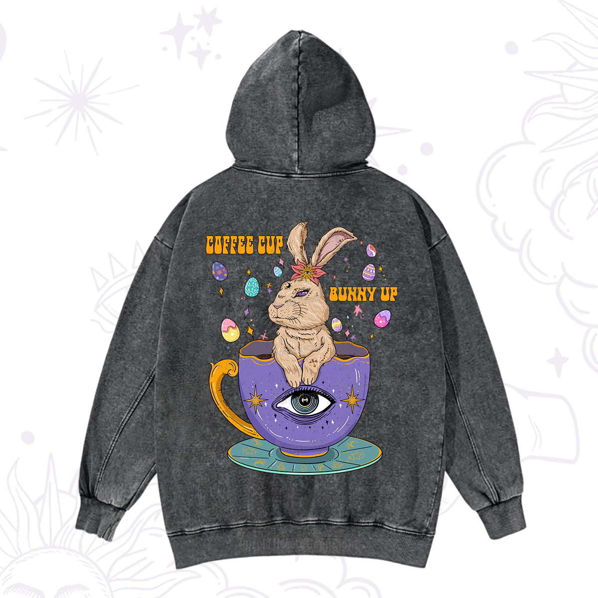 Purplehecate Coffee Cup Bunny Up Washed Hoodie
