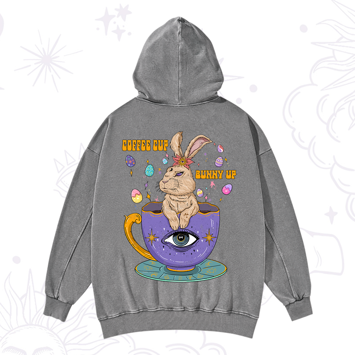 Purplehecate Coffee Cup Bunny Up Washed Hoodie