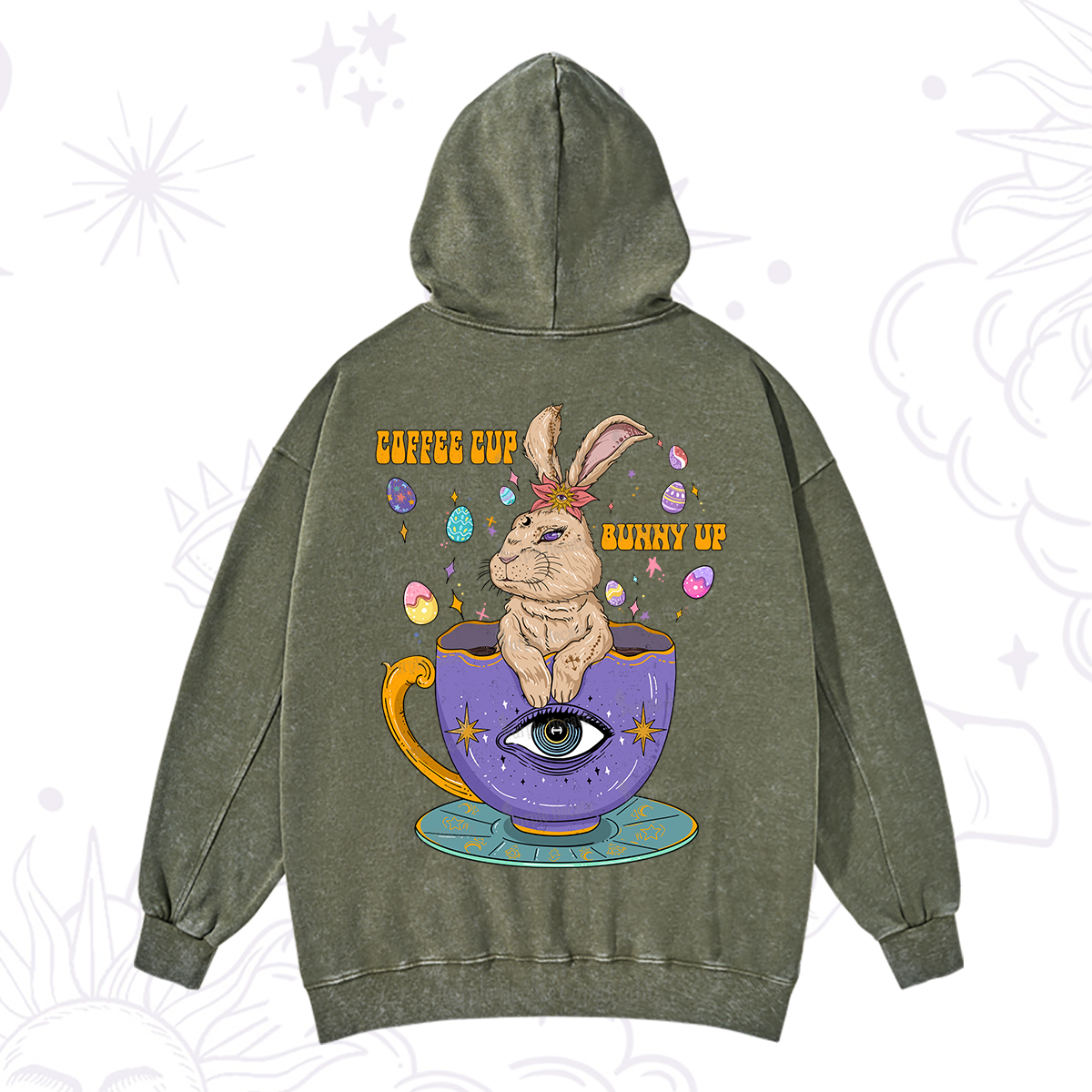 Purplehecate Coffee Cup Bunny Up Washed Hoodie