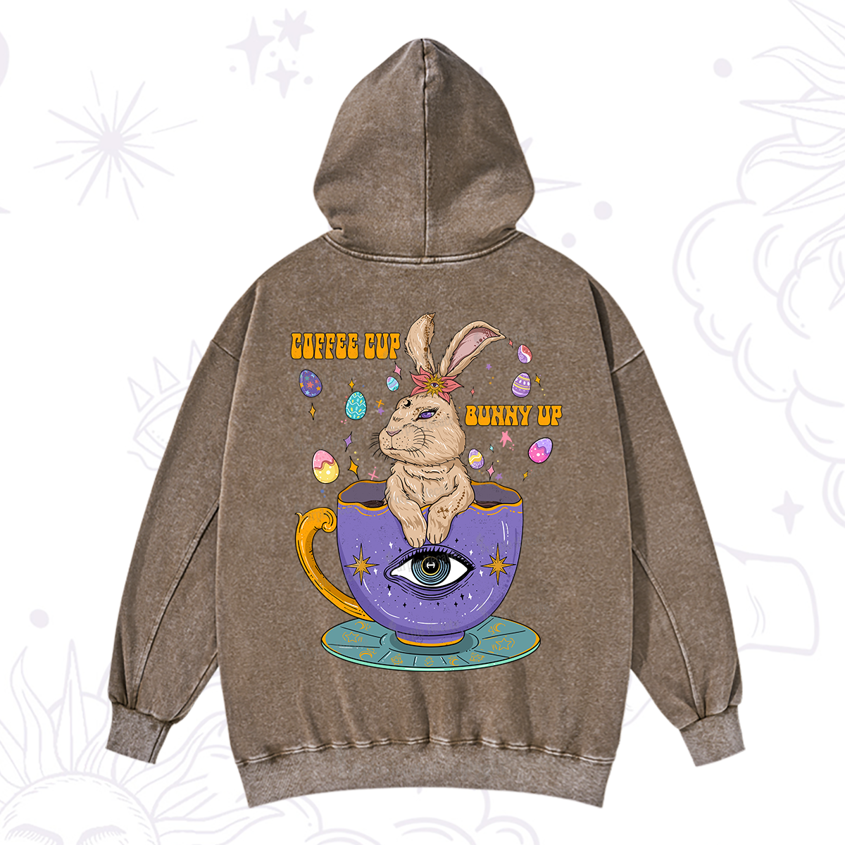 Purplehecate Coffee Cup Bunny Up Washed Hoodie
