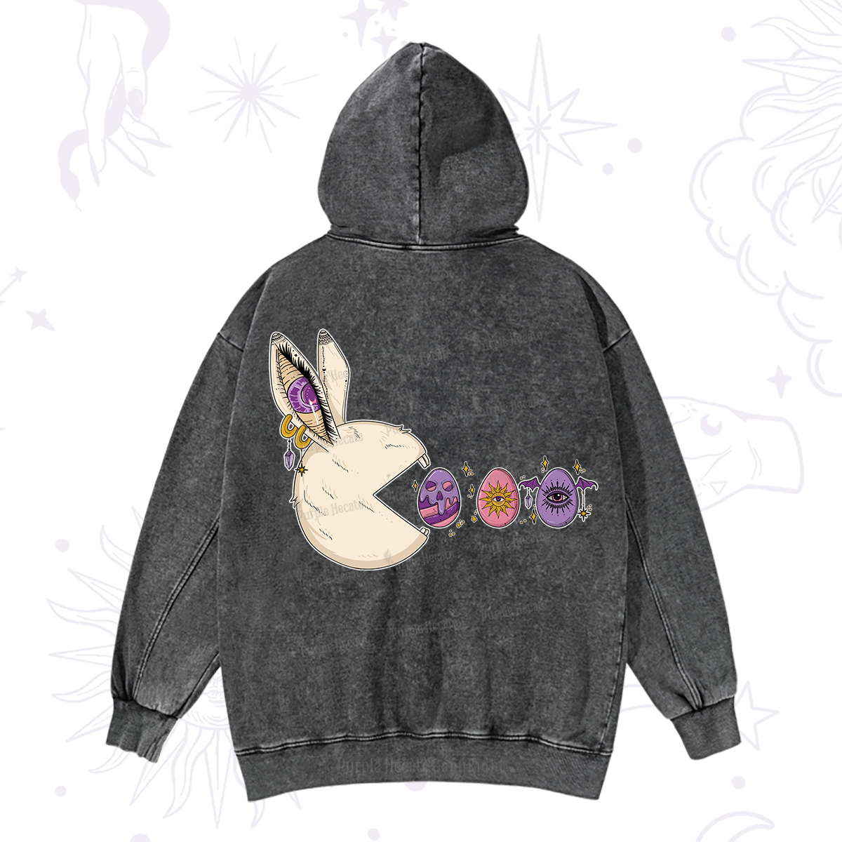 Purplehecate Egg Hunter Bunny Easter Washed Hoodie
