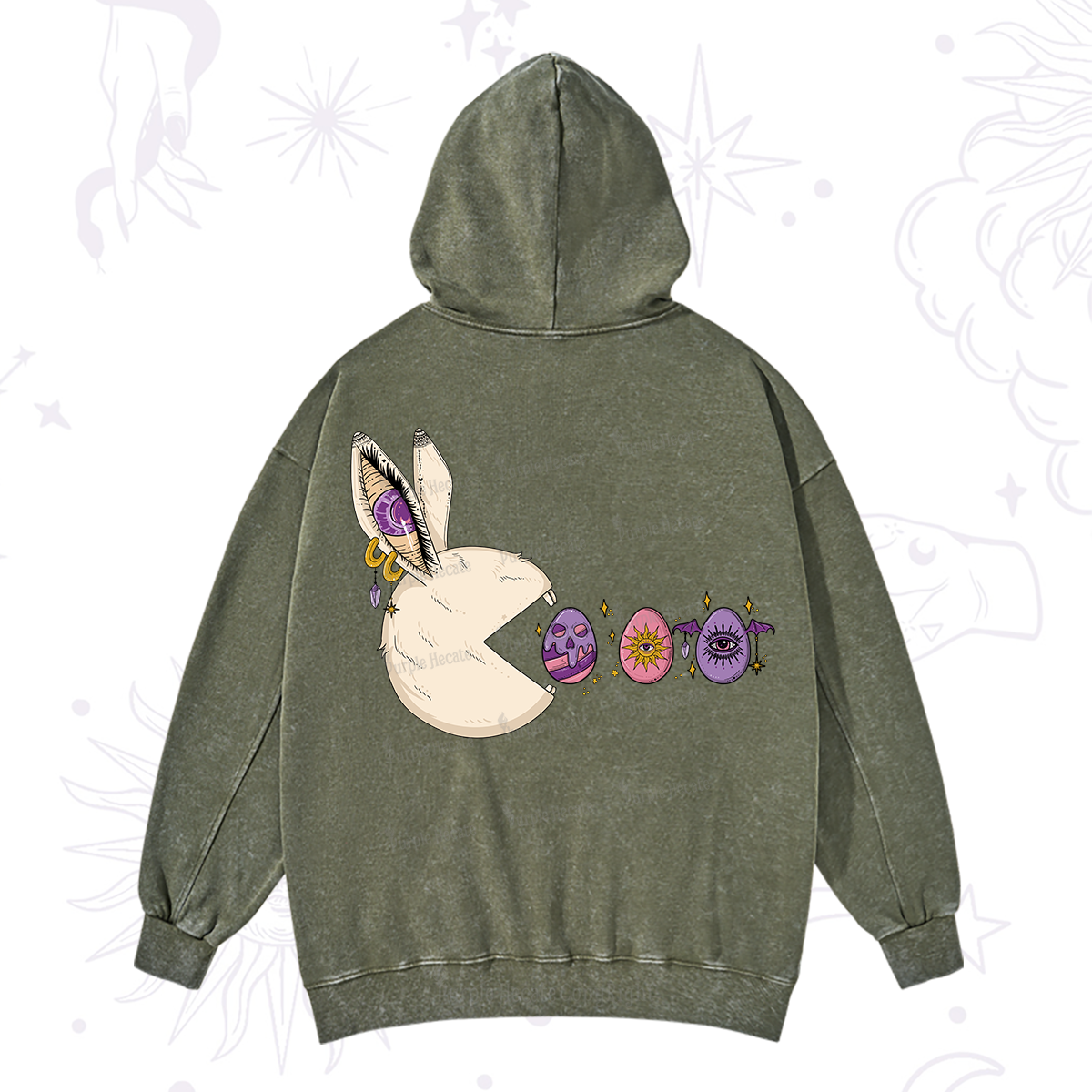 Purplehecate Egg Hunter Bunny Easter Washed Hoodie