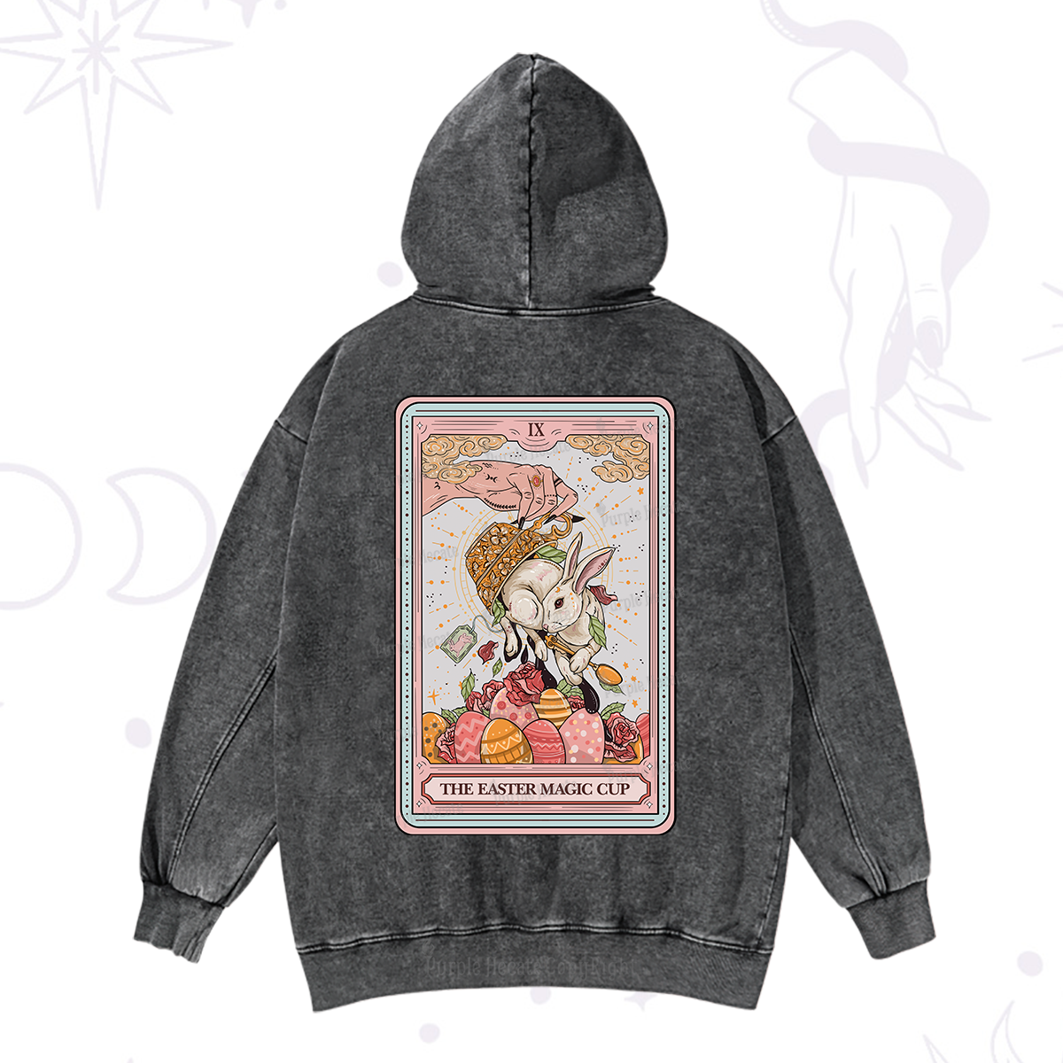 Purplehecate The Easter Magic Cup Tarot Washed Hoodie