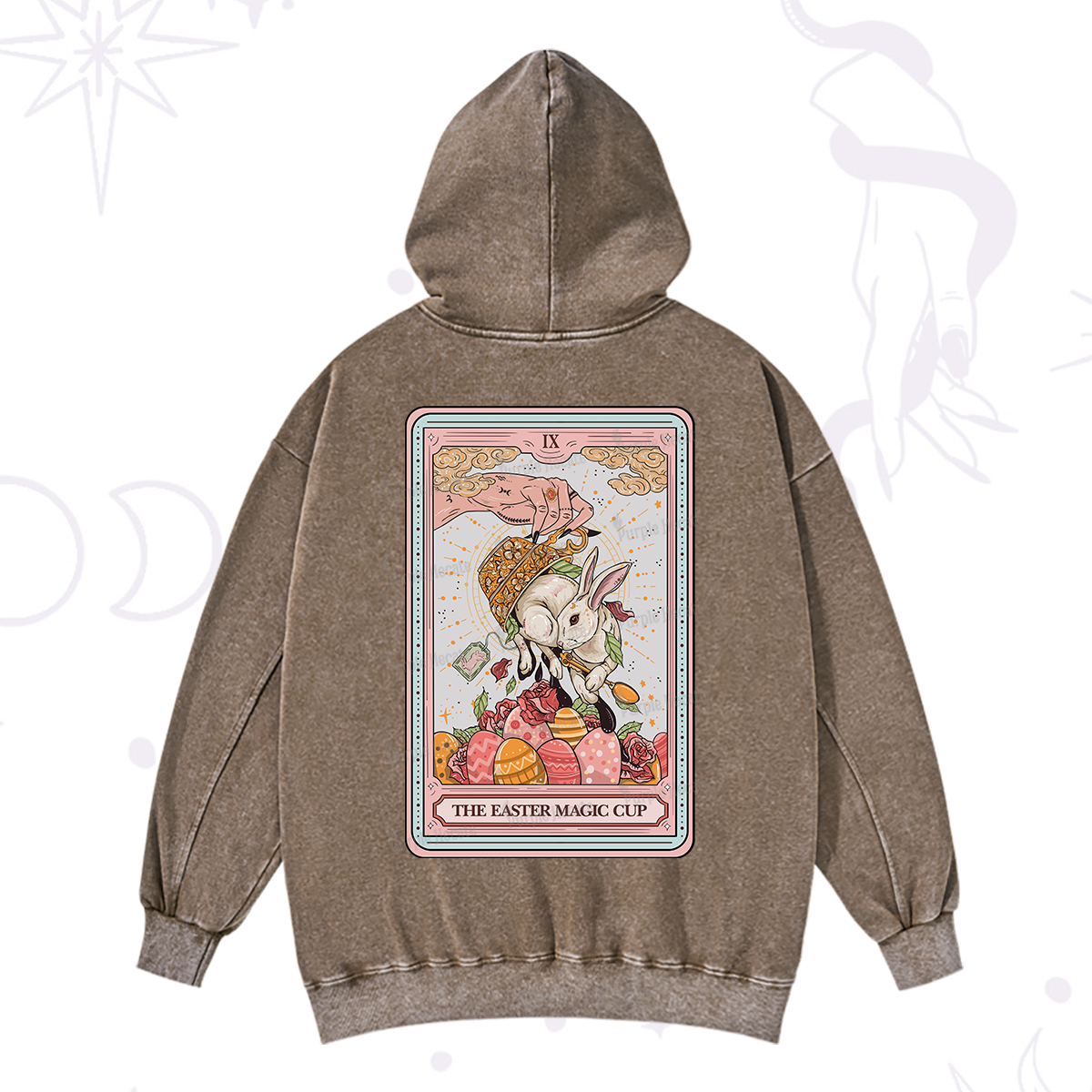 Purplehecate The Easter Magic Cup Tarot Washed Hoodie
