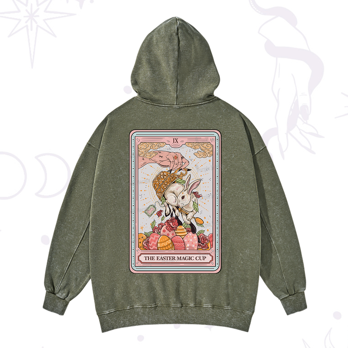 Purplehecate The Easter Magic Cup Tarot Washed Hoodie